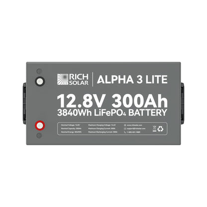 Rich Solar Alpha 3 Lite 12V 300Ah LiFePO4 Battery 4000 Cycles For RVs