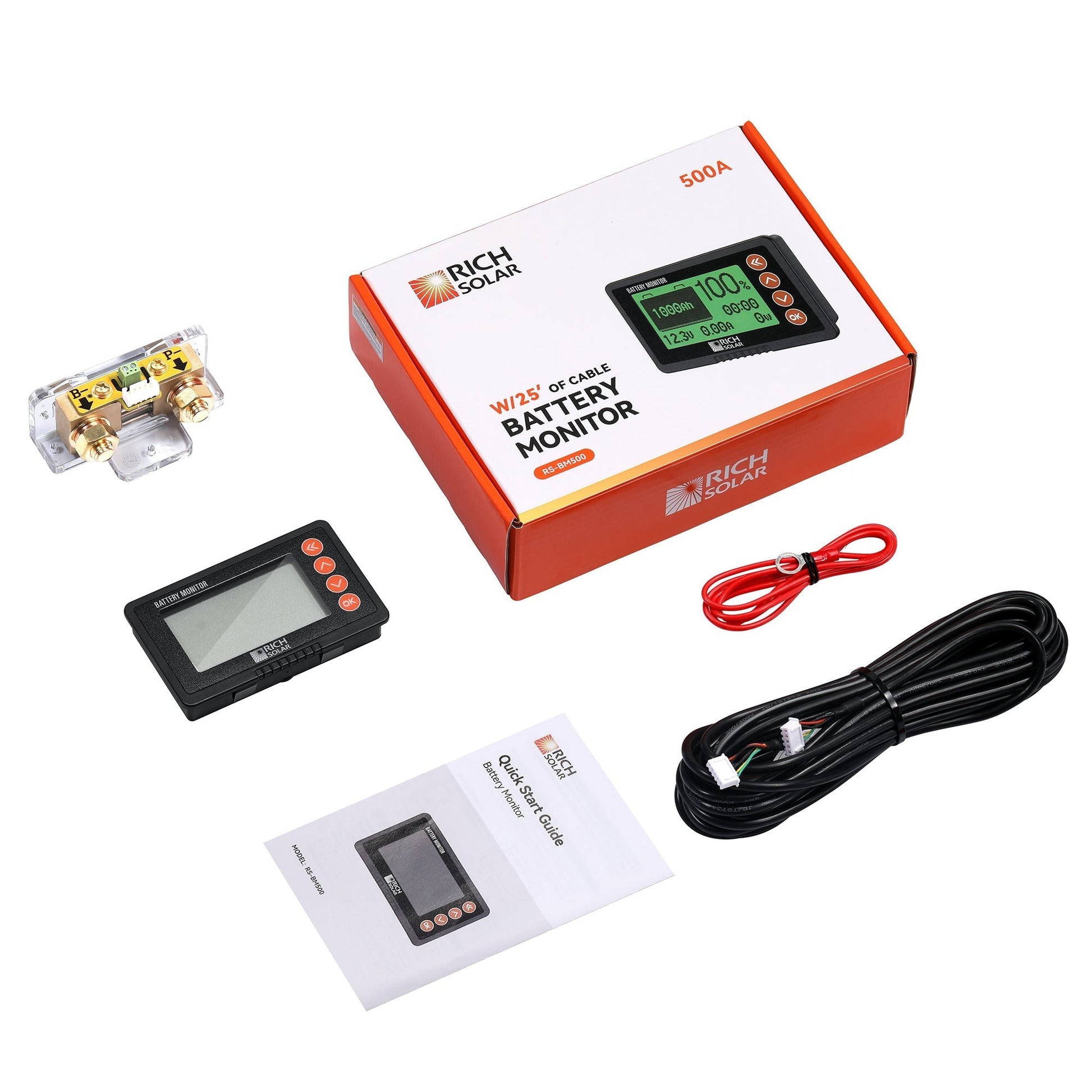 Rich Solar Renogy 500A Battery Monitor with Shunt Easy Installation