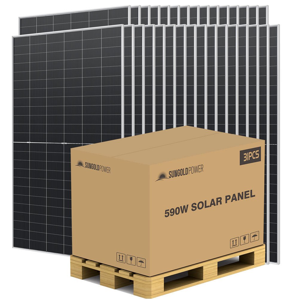 SunGoldPower 590 Watt Bifacial N-Type Monocrystalline Solar Panel SGN-590-BDG1 (31 PANELS) UL61730 CEC Listed