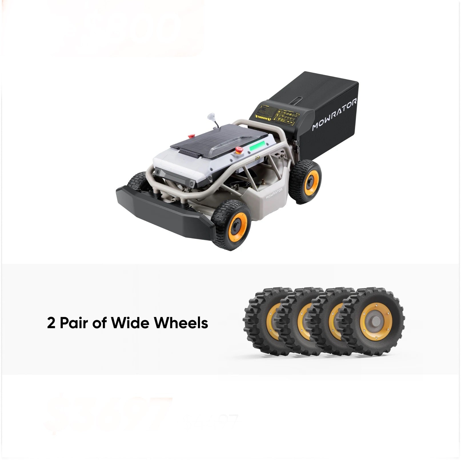 Mowrator Steep Slope Bundle(85%): S1 4WD 18AH Lawn Mower+2 Pairs of Wide Wheels