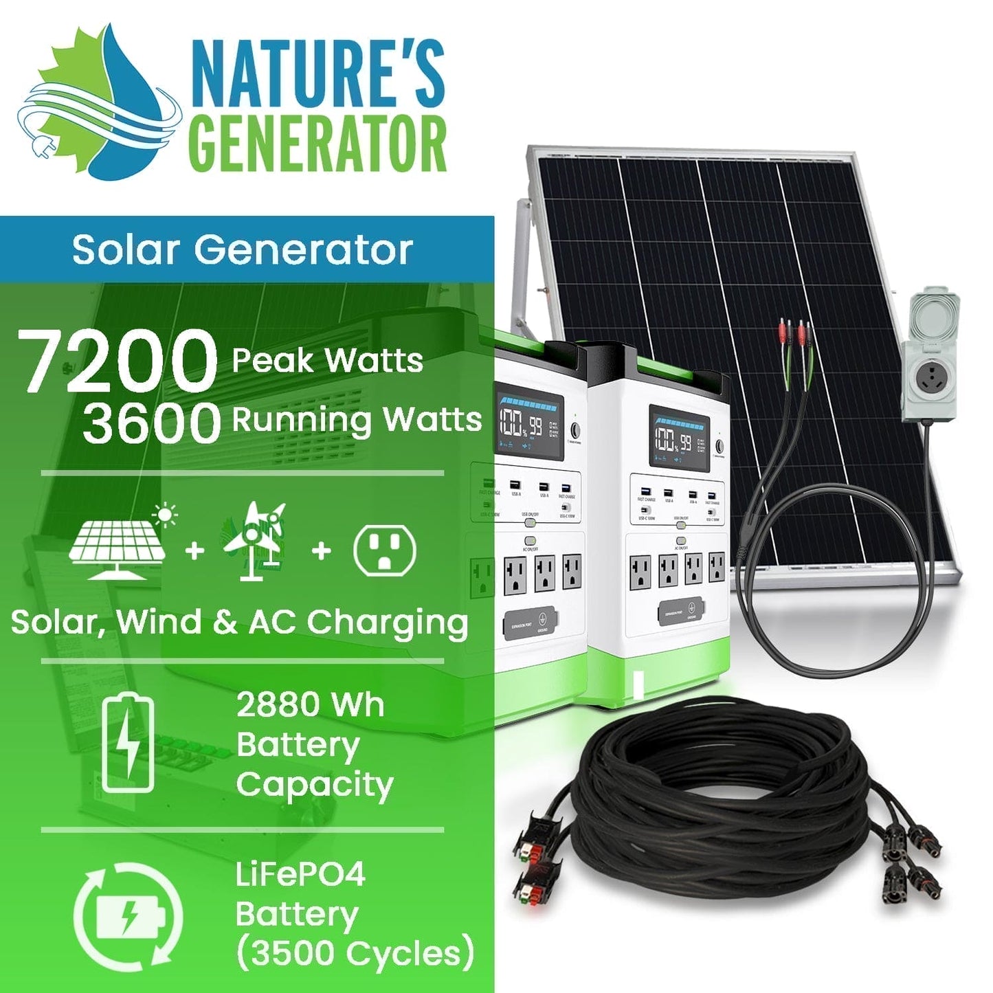 Natures Generator Solar Generator with Transfer Switch 1800