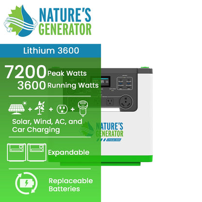 Natures Generator Power Station Lithium 3600