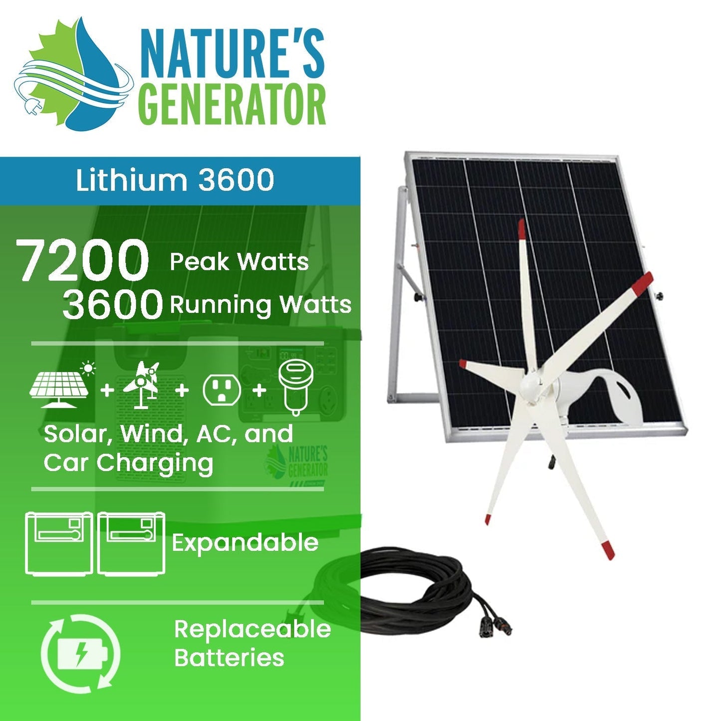 Natures Generator Solar and Wind Generator 3600