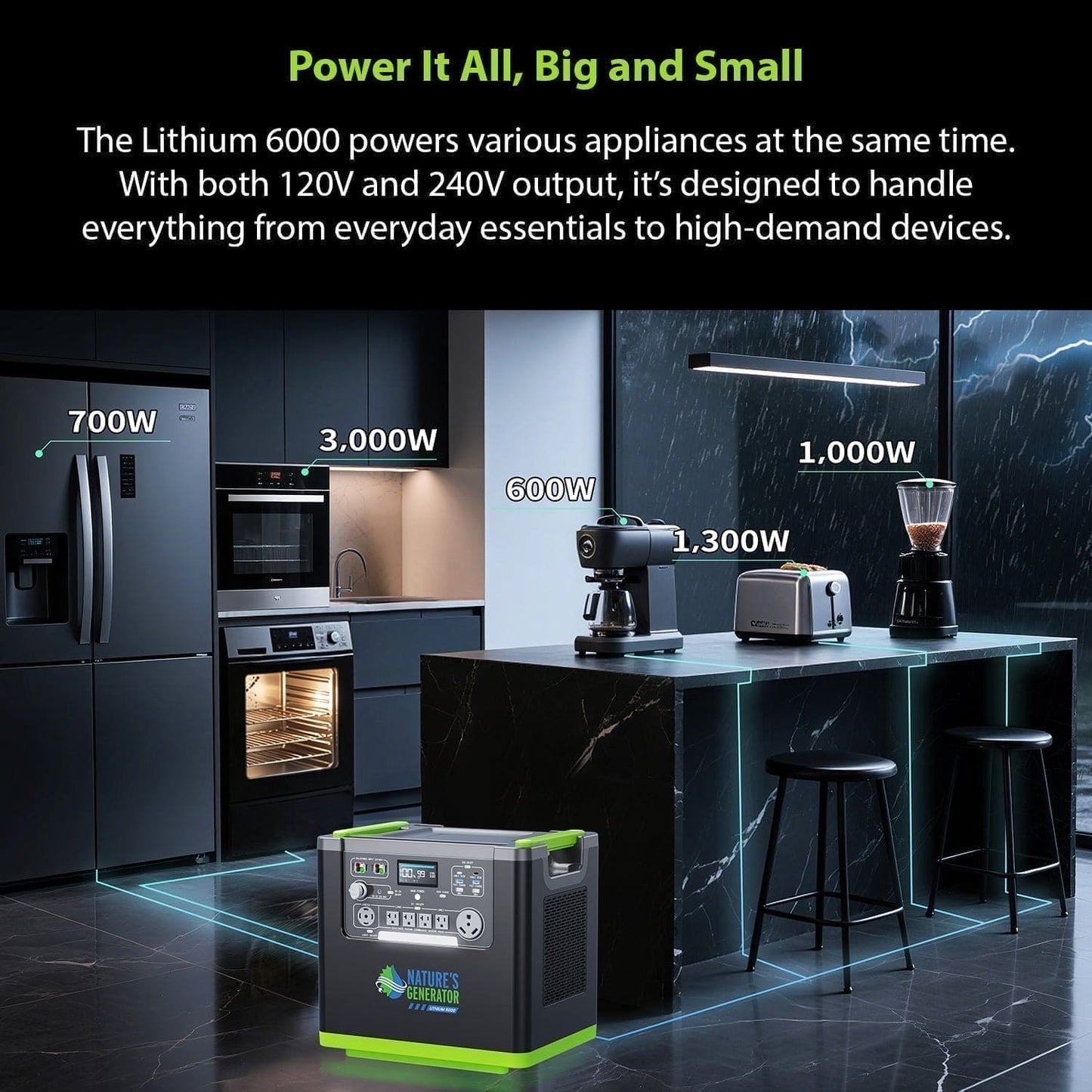 Natures Generator Lithium 6000 with Solar Panel