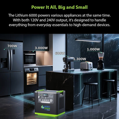 Natures Generator Lithium 6000 with Solar Panels and Wind Turbine