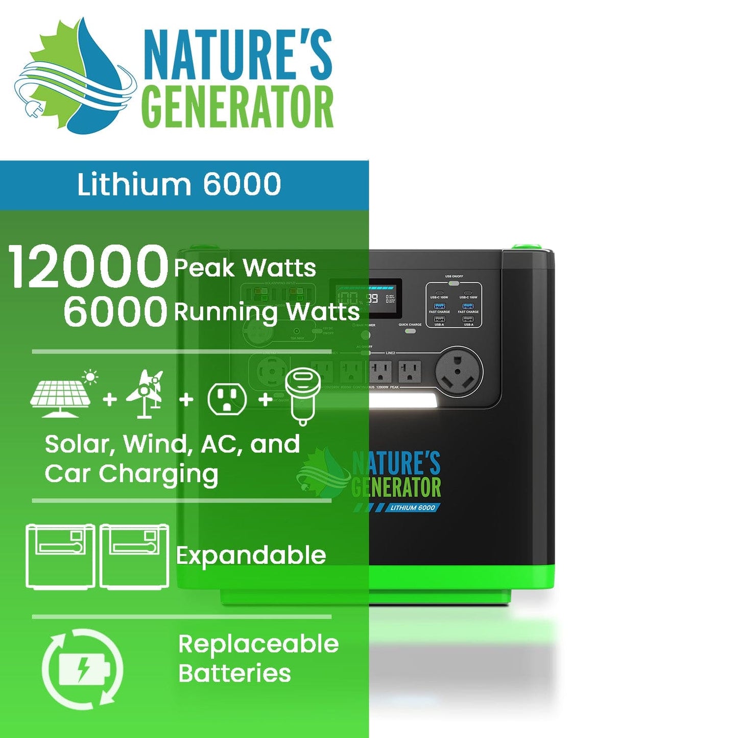 Natures Generator Power Station Lithium 6000