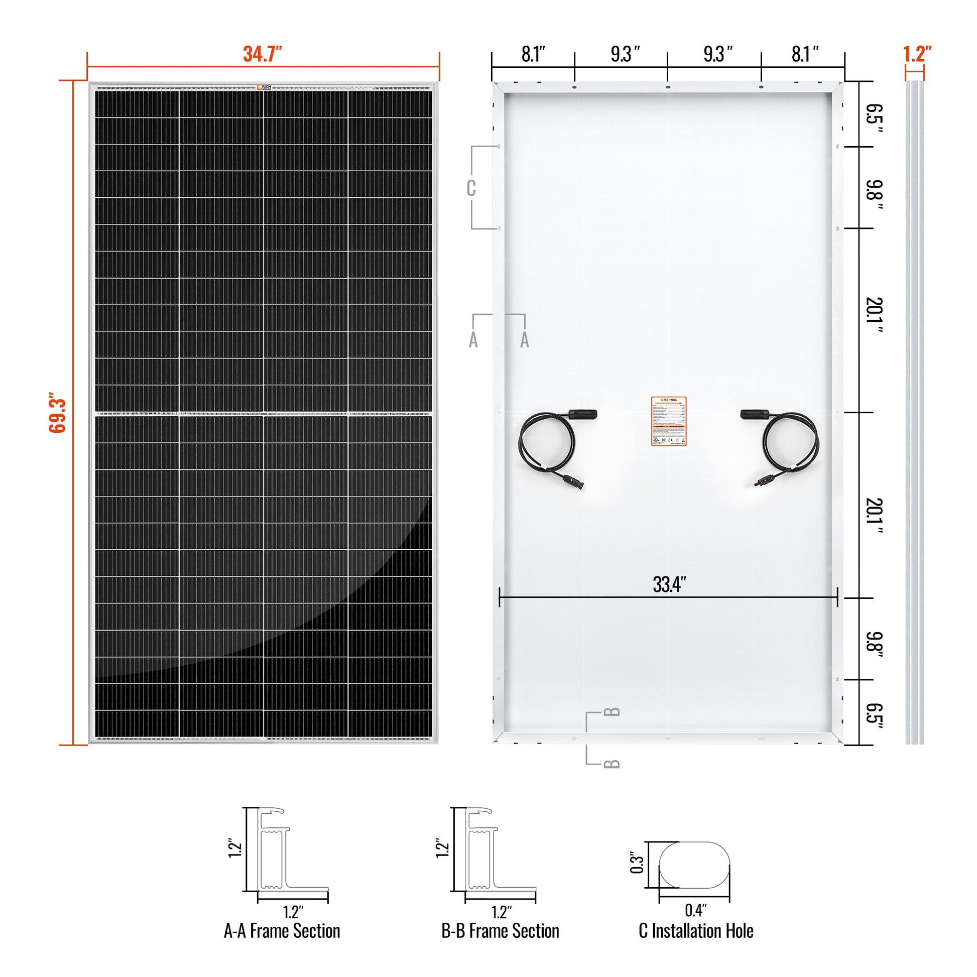 Rich Solar Mega 335 Pro 335 Watt Solar Panel With 25 Year Warranty