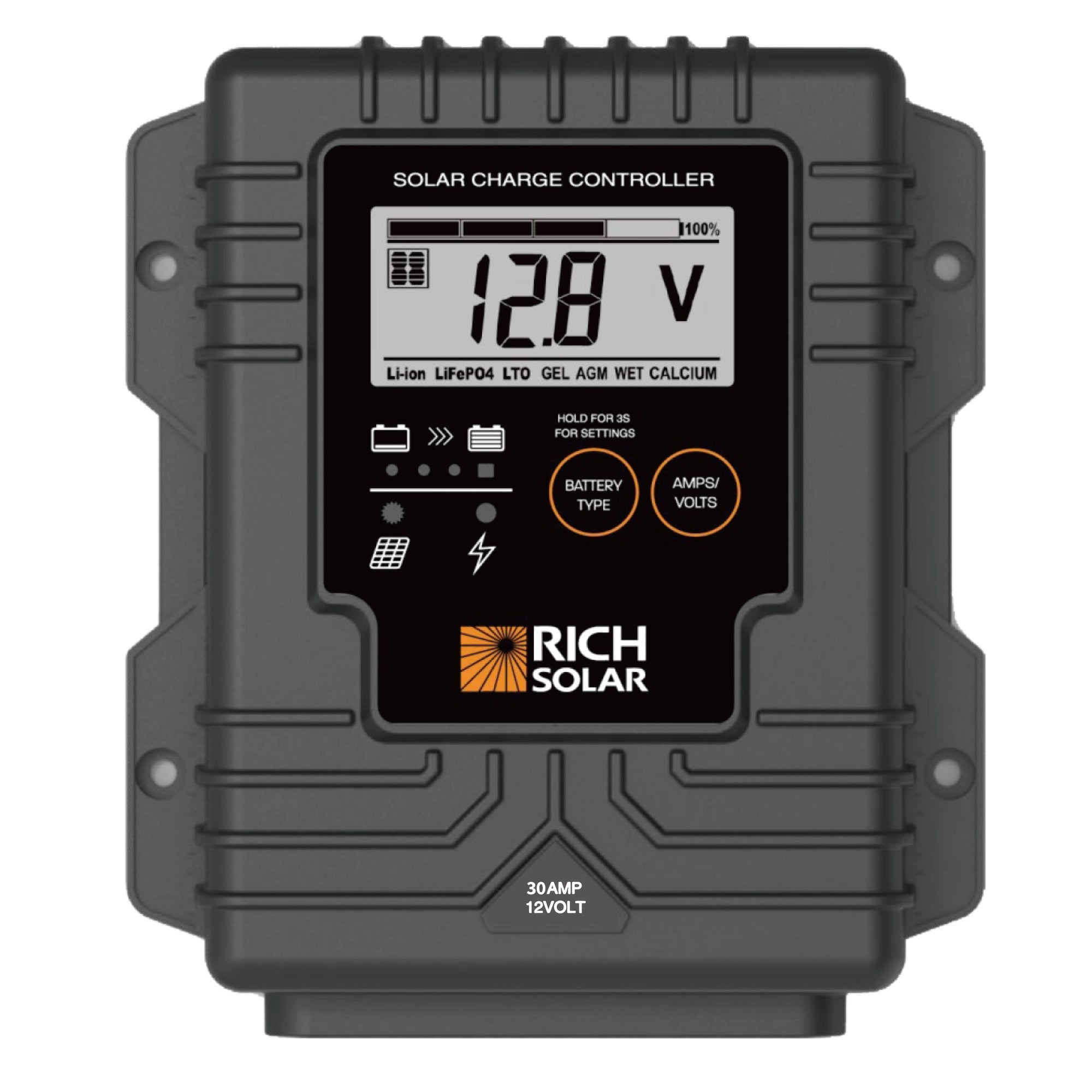 Rich Solar Bravo 30A Waterproof PWM Solar Charge Controller For RVs Boats