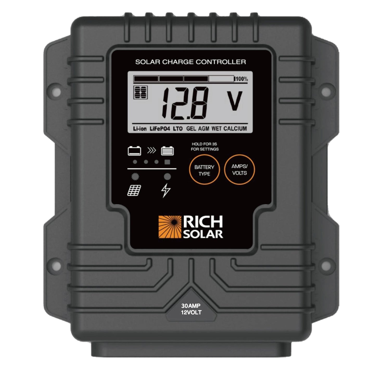 Rich Solar Bravo 30A Waterproof PWM Solar Charge Controller For RVs Boats