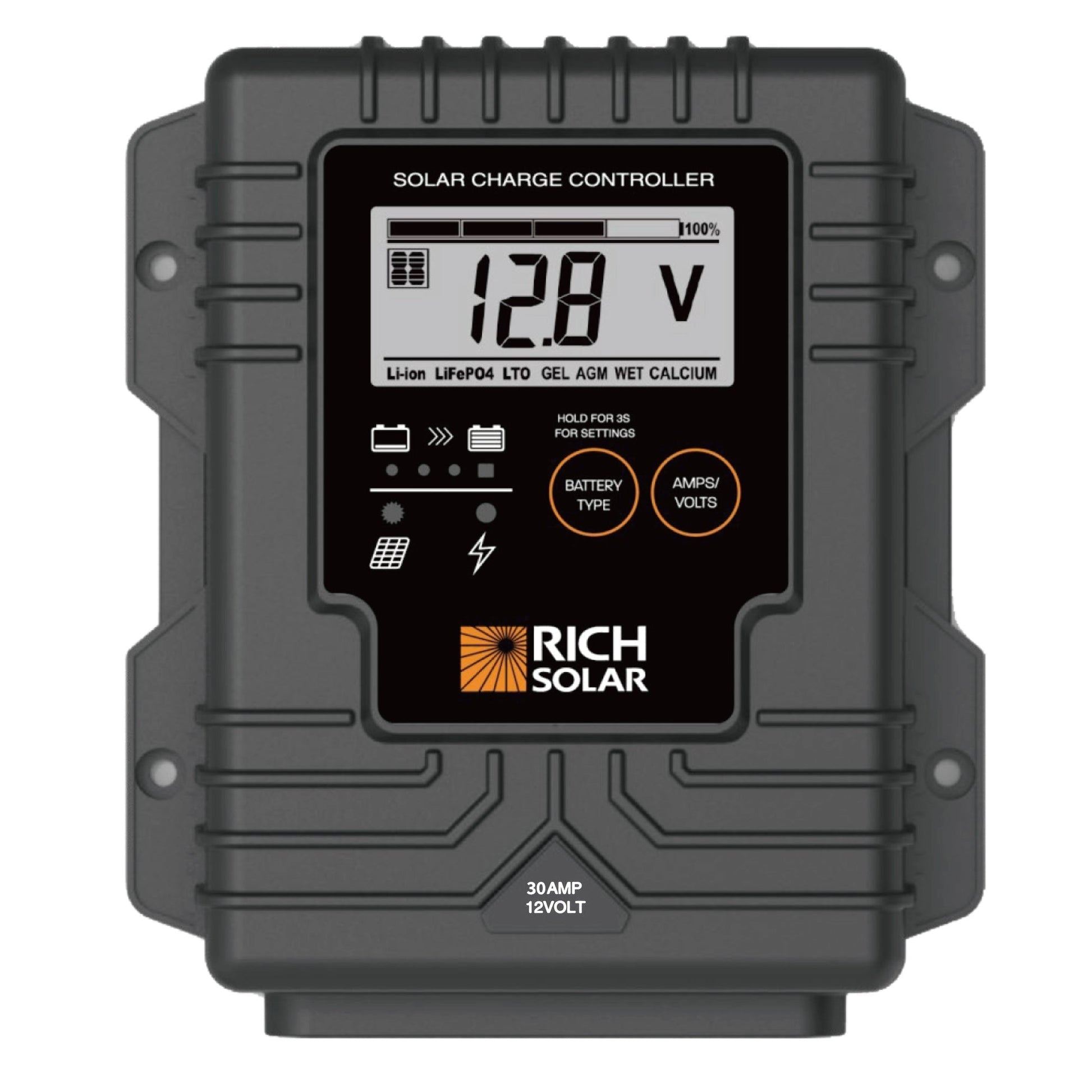 Rich Solar Bravo 30A Waterproof PWM Solar Charge Controller For RVs Boats