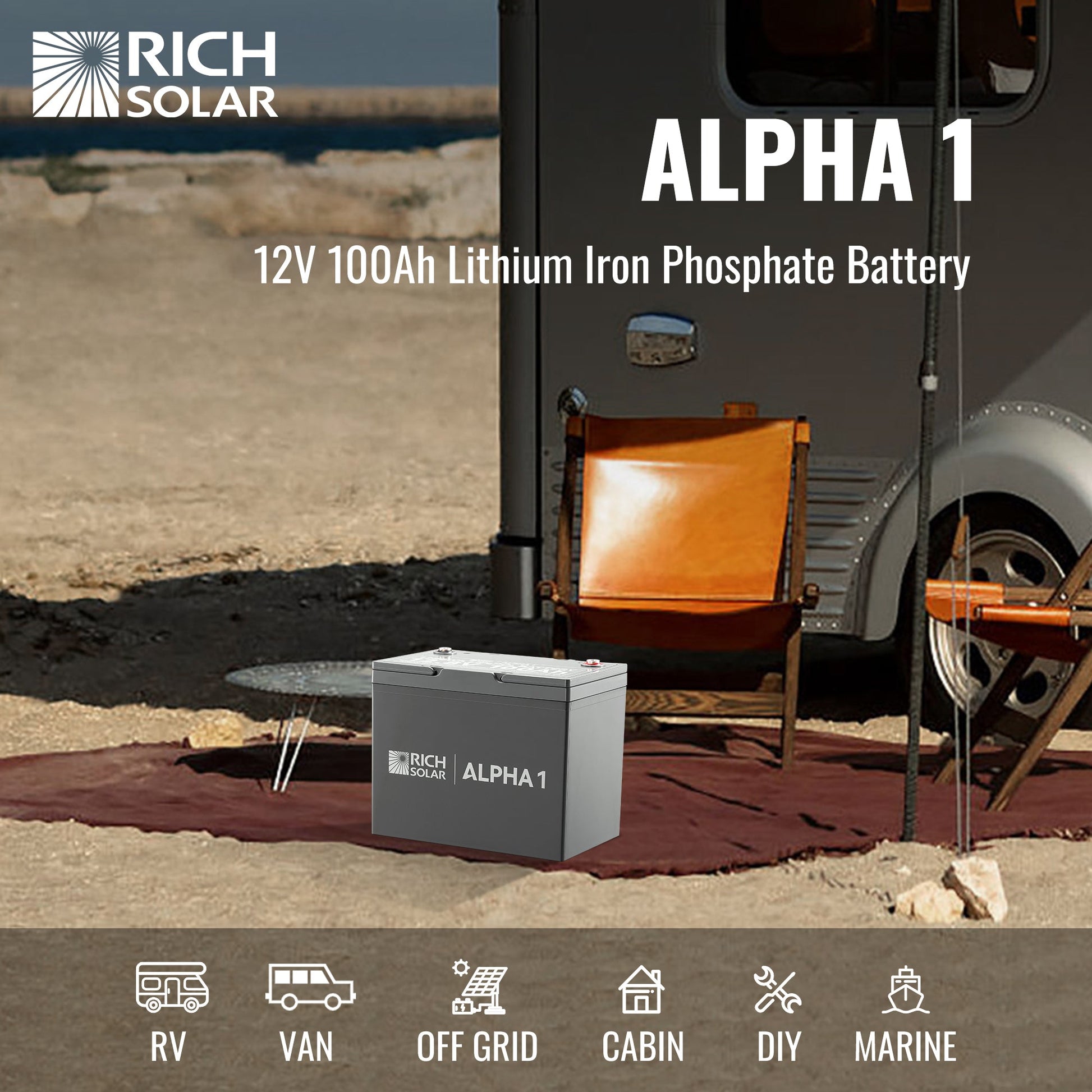 Rich Solar Alpha 1 LiFePO4 Battery 100Ah With Bluetooth And Internal Heater