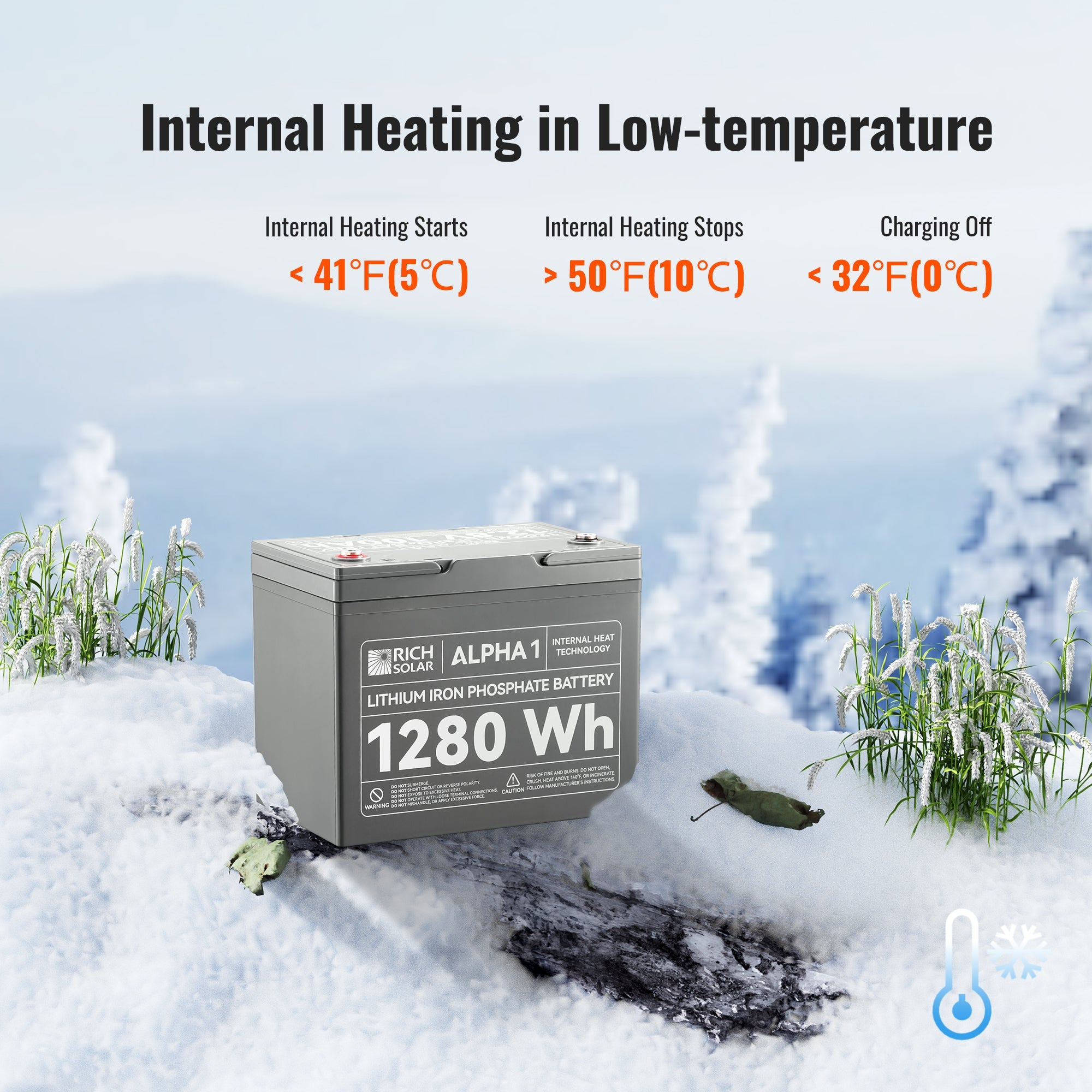 Rich Solar Alpha 1 LiFePO4 Battery 100Ah With Bluetooth And Internal Heater