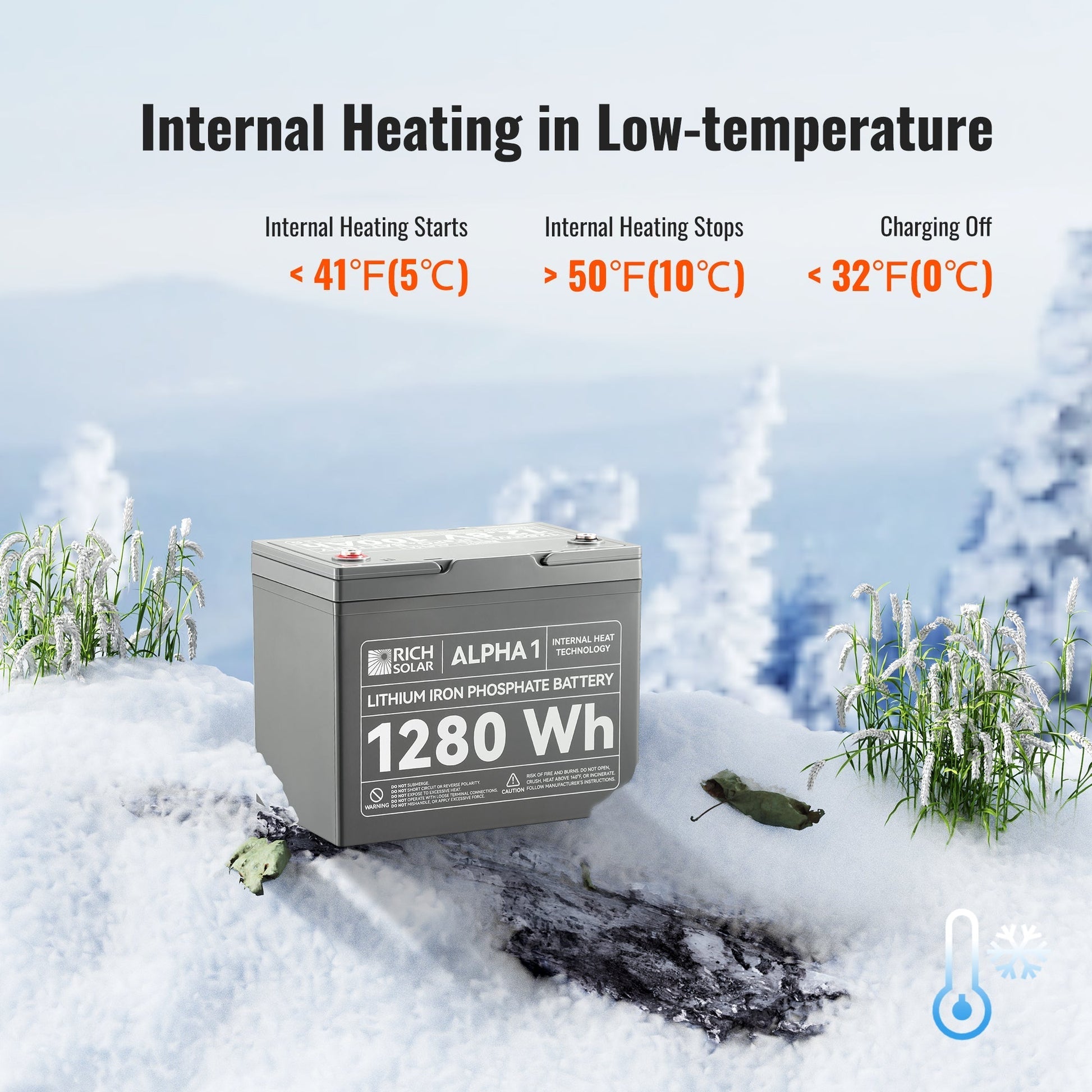 Rich Solar Alpha 1 LiFePO4 Battery 100Ah With Bluetooth And Internal Heater