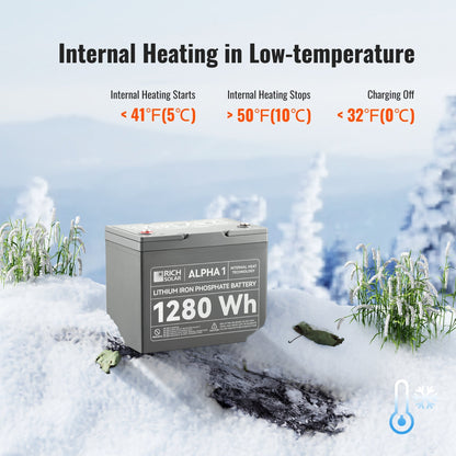 Rich Solar Alpha 1 LiFePO4 Battery 100Ah With Bluetooth And Internal Heater