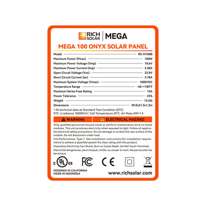 Rich Solar Renogy 100 Watt Solar Panel For Off Grid Vans Campers Boats