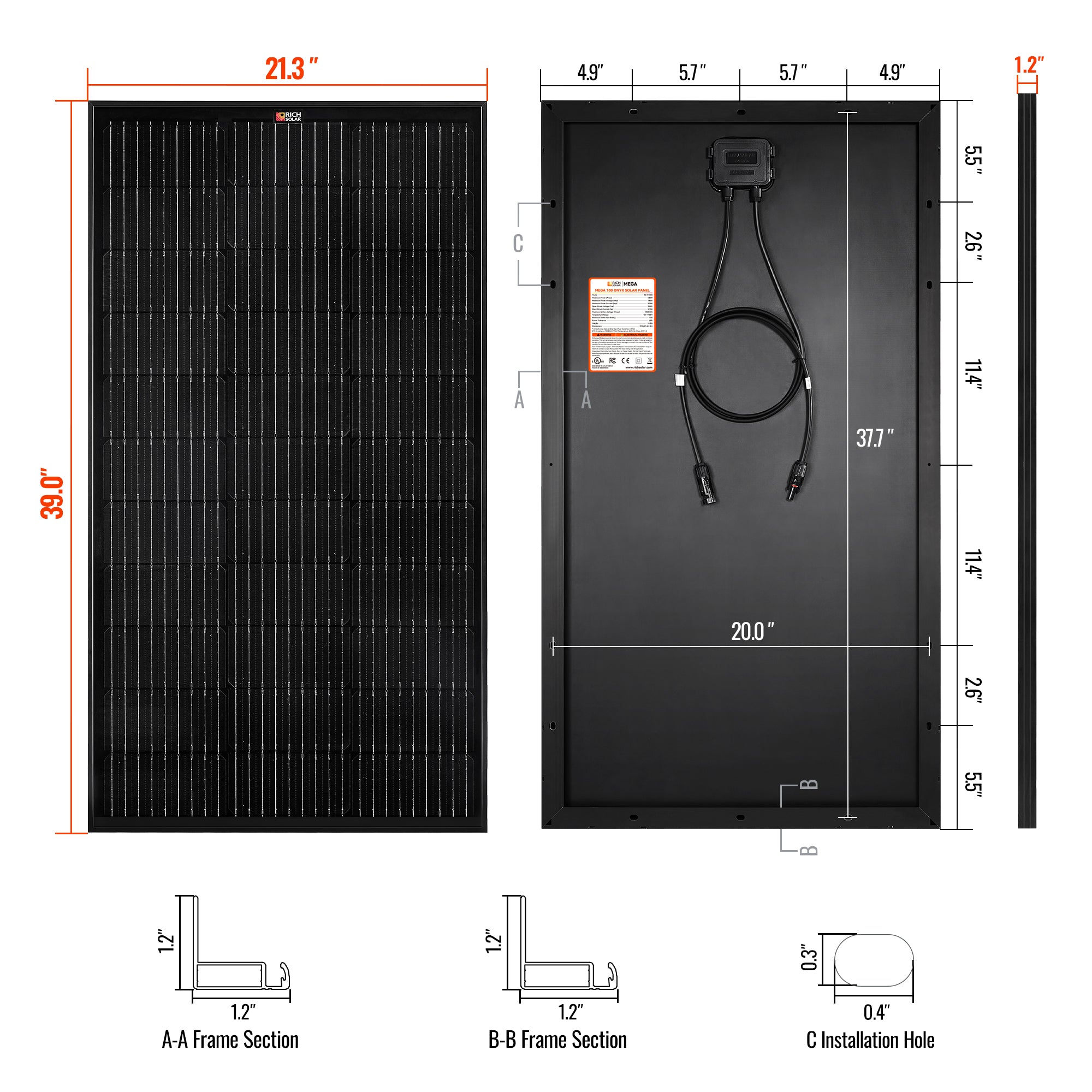 Rich Solar Renogy 100 Watt Solar Panel For Off Grid Vans Campers Boats