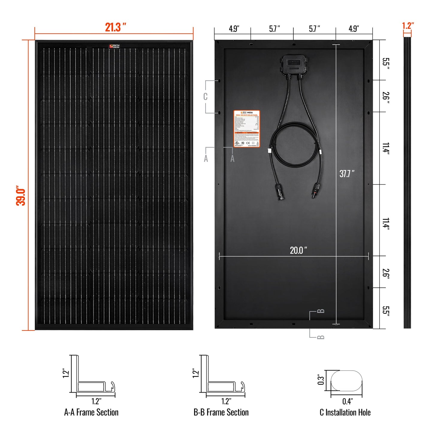 Rich Solar Renogy 100 Watt Solar Panel For Off Grid Vans Campers Boats