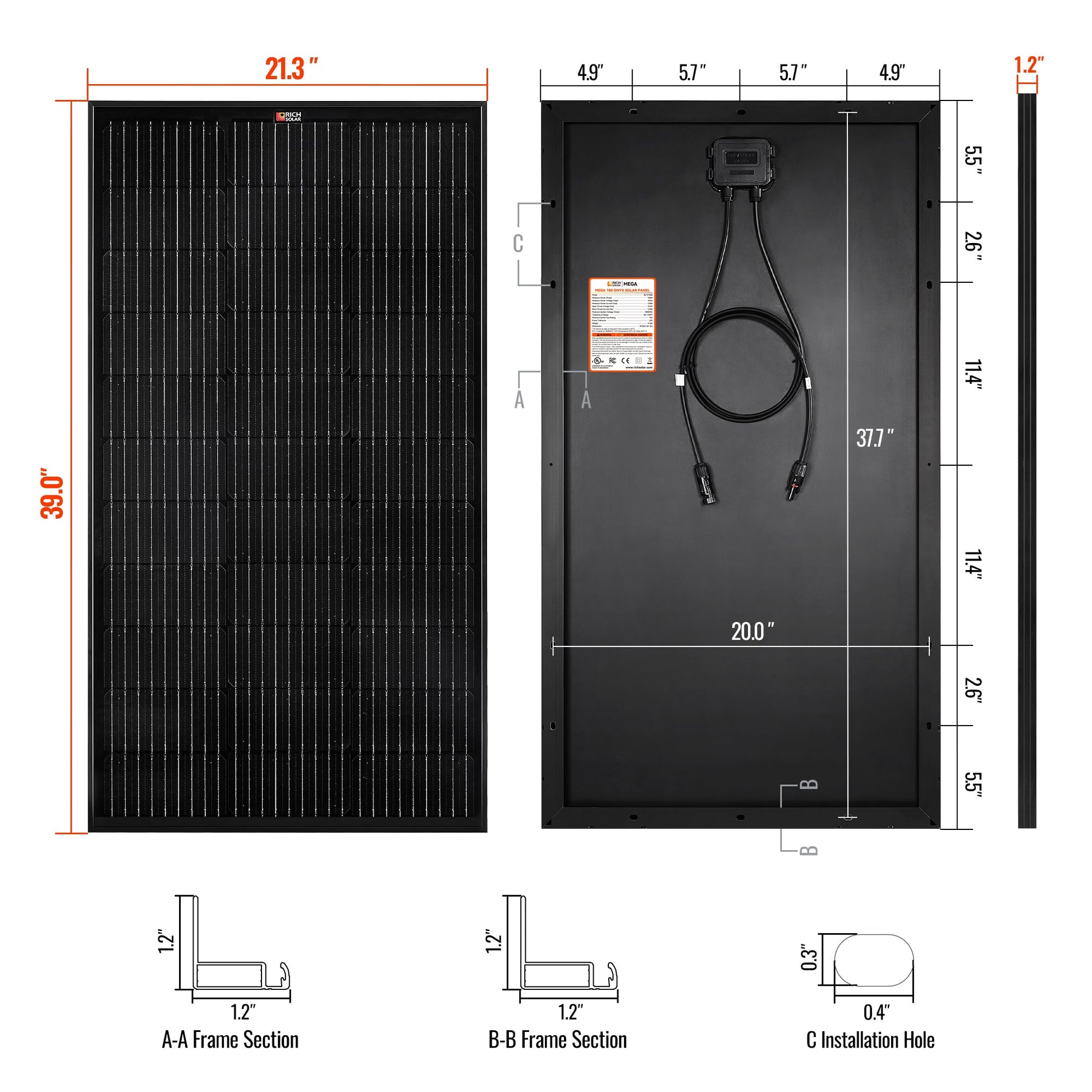 Rich Solar Renogy 100 Watt Solar Panel For Off Grid Vans Campers Boats