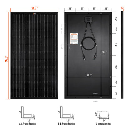 Rich Solar Renogy 100 Watt Solar Panel For Off Grid Vans Campers Boats