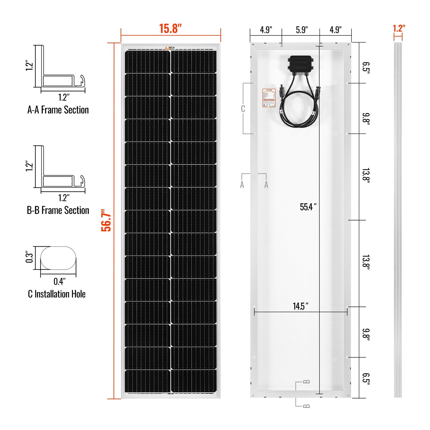 Rich Solar Mega 100 Slim 2025 100W Compact Solar Panel 25 Year Warranty