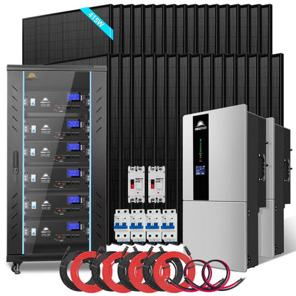 SunGoldPower Hybrid Solar Kit 15.2KW 48V Split Phase 30.72 KWH Lithium Battery 32 X 415 Watt Solar Panel SGH-7.6DN6E