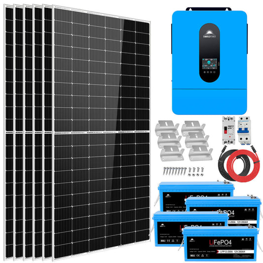 SunGoldPower Complete off Grid Solar Kit 6500W 48V 120V/240V output 10.24KWH Lithium Battery 2700 Watt Solar Panel SGK-65PRO