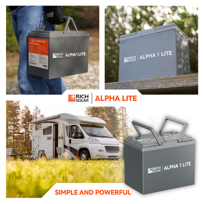 Rich Solar Alpha 1 Lite 12V 100Ah LiFePO4 Battery Lightweight Power For RVs Vans