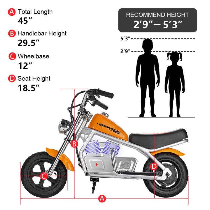 HappyRun Kids Electric Motorcycle