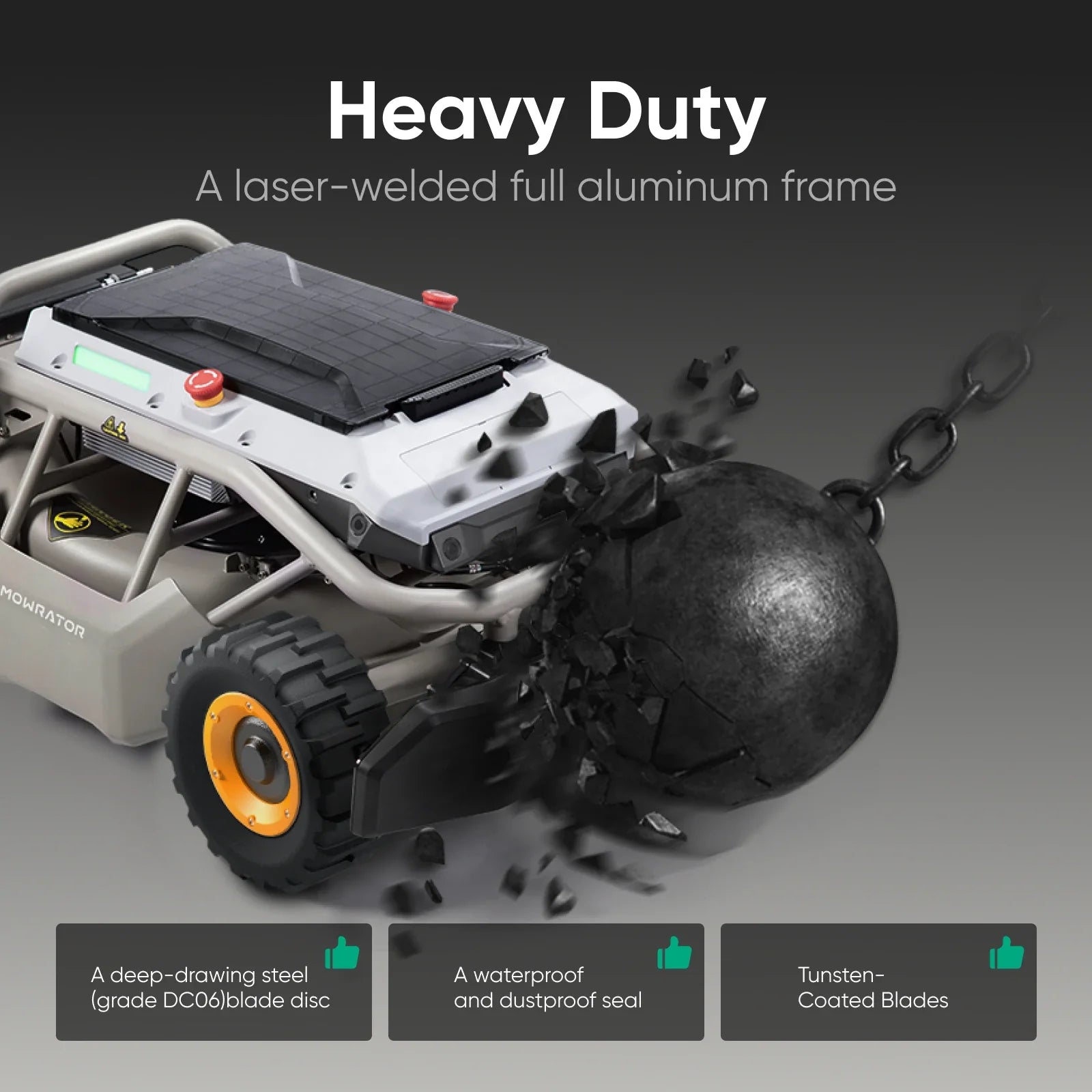 Mowrator S1 Remote Control Lawn Mower 4WD 85% Slope(Wide Wheels Edition)